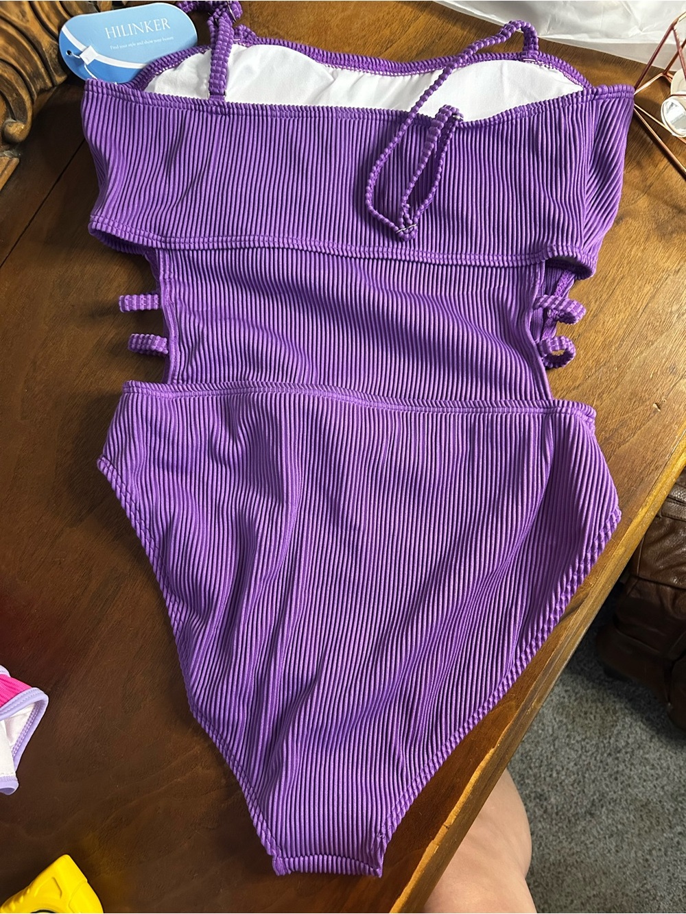 NWT Hilinker Women's Ribbed One Piece Swimwear Cutout Bathing Suit, Size S - Picture 6 of 8